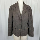 LL Bean Wool Silk Herringbone Equestrian Riding Country Jacket Blazer Womens L