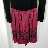 Vintage Laura Ashley Velvet Sheer Applique Twirl Holiday Party Dress Girls 14