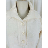 Liz Claiborne Henley Knit Sweater Cotton Shawl Collar Funnel Neck Womens M Cream