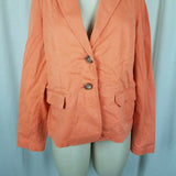 LL Bean Signature Apricot Cotton Summer Weight Blazer Jacket Womens 14 Stretch
