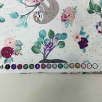 Sloths in Floral Crowns Brother Sister Design Studio Fabric 1 yard B94-PP-P32