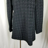 Laura Ashley Black Houndstooth Woven Short Button Up Peacoat Jacket Womens XL 3D