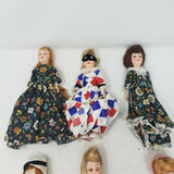 Vintage Mid Century Dolls 7 in Jester Victorian Ball Gowns Lot of 6 Sleepy Eyes