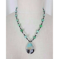 Renees Renderings Agate Quartz Green Beads Beaded Necklace Earrings Set Jewelry
