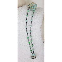 Renees Renderings Agate Quartz Green Beads Beaded Necklace Earrings Set Jewelry