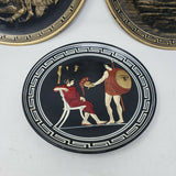 Vintage Greek Hand Made Fig Warrior Terracotta Pottery Plates Lot 3 Chariot Lg