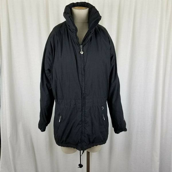 Vintage Obermeyer Anorak Black Puffer Ski Jacket Winter Parka Womens 16 Puffie