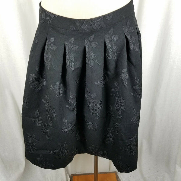 Elle Textured Floral Jacquard Pleated Short Twirl Skirt Womens 14 Aline Embossed
