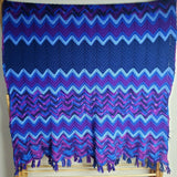 Vintage Crochet Chevron Striped Afghan Grandma Blanket Handmade 43x57 Twin Throw