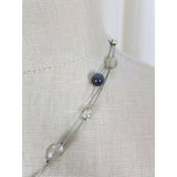 Faux Black Onyx Crystal Pendant Choker Necklace Silver Chain Charm Resin Beaded