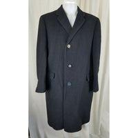 Vintage Hickey Freeman Pinstripe Long Winter Wool Cashmere Coat Peacoat Mens 40