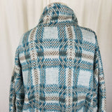 Express French Country Fuzzy Fleece Plaid Pullover 1/4 Zip Up Jacket Womens L