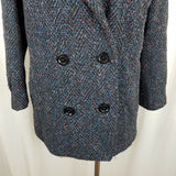 Vintage BBI Wool Black Double Breasted Peacoat Coat Womens 10 Speckled Tweed 80s