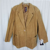 G-III Suede Brushed Leather Blazer Jacket Womens XL Unisex Mens Tan  Earth Camel
