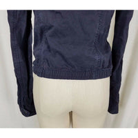 Hollister Hooded Full Zip Up Cotton Canvas Lightweight Jacket Womens M Navy Blue