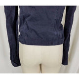 Hollister Hooded Full Zip Up Cotton Canvas Lightweight Jacket Womens M Navy Blue