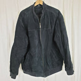 John Ashford Black Leather Suede Jacket Aviator Flight Bomber Mens XLT Full Zip