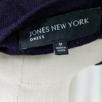 Jones New York VNeck Diagonal Cable Knit Sweater Dress Womens M Dark Purple Midi