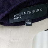 Jones New York VNeck Diagonal Cable Knit Sweater Dress Womens M Dark Purple Midi