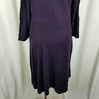 Jones New York VNeck Diagonal Cable Knit Sweater Dress Womens M Dark Purple Midi