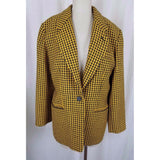 Vintage 60s Jane Justin 100% Wool Loud Checkered Yellow Blazer Jacket Womens 12