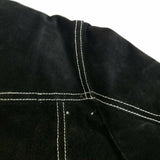 Wilsons Leather Maxima Black Cropped Suede Snap Up Stitched Jacket Womens L