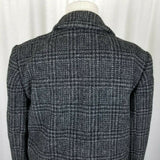 Perry Ellis Wool Windowpane Plaid Woven Peacoat Coat Jacket Womens size 8 Black