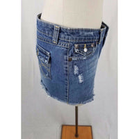 Aeropostale Distressed Destroyed Denim Blue Jean Mini Skirt Womens Juniors 9 10