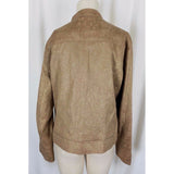 Chicos Embossed Gold Metallic Tapestry Moto Mandarin Bomber Jacket Womens 2 L