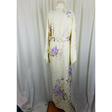 Vintage MARUKYO Kimono Wrap Maxi Robe Purple Made in Japan Asian Cosplay 57” Tie