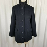 Together Wool Soutache Lace Funnel Neck Gathered Fitted Peacoat Jacket Womens 8