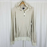 JCrew Harbor Cotton Merino Wool Sailor Striped Hooded Henley Sweater Mens XL Tan