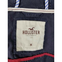 Hollister Hooded Full Zip Up Cotton Canvas Lightweight Jacket Womens M Navy Blue