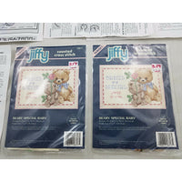 Jiffy Counted Cross Stitch Beary Special Baby Babies are Special Lot 2 Sunset