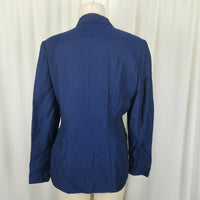 Sigrid Olsen Woven Dark Blue Button Up Jacket Blazer Womens 10 Apron Pockets