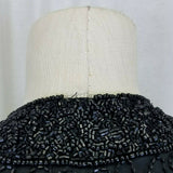 Laurence Kazar Heavily Beaded Black Silk Blazer Jacket Womens PL USA Formal