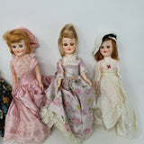 Vintage Mid Century Dolls 7 in Jester Victorian Ball Gowns Lot of 6 Sleepy Eyes