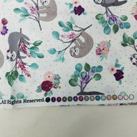Sloths in Floral Crowns Brother Sister Design Studio Fabric 1 yard B94-PP-P32