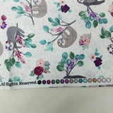 Sloths in Floral Crowns Brother Sister Design Studio Fabric 1 yard B94-PP-P32