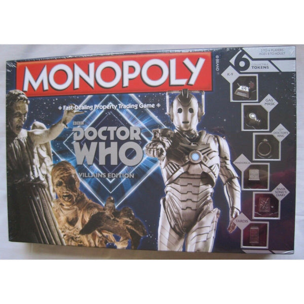 New Monopoly BBC Doctor Who Villains Edition Board Game 6 Collectible Tokens