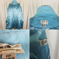LL Bean Wool Cashmere 3 Button Riding Blazer Jacket Womens 20P Plus Seafoam Blue