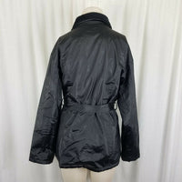 Original Supreme Quality PVC Vegan Faux Fur Collar Belted Tie Jacket Womens L