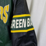 Vintage Mirage Green Bay Packers Leather Double Sided Bomber Jacket Mens XL NFL