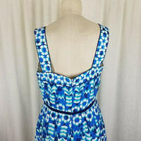 Adrianna Papell Summer Tank Pleated Twirl Satin Dress Womens 8 Cobalt Floral