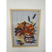 Southwestern Wood Framed Needlepoint 3D Raised Picture Native Artwork 13x11 Mat