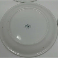 SYRACUSE CHINA 8 7/8" Dinner Plates Vintage Green Trim Design 4-kk USA Set of 4