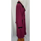 Spiegel Wool Velvet Long Maxi Double Breasted Peacoat Coat Womens 12P Raspberry