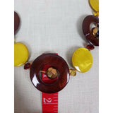 Yellow Brown Glass Circle Beads BEADED Bib NECKLACE Contemporary Statement Piece