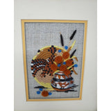 Southwestern Wood Framed Needlepoint 3D Raised Picture Native Artwork 13x11 Mat