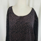 Elementz Stretch Jersey Knit Floral Metallic Top Shirt Tunic Blouse Womens 3X